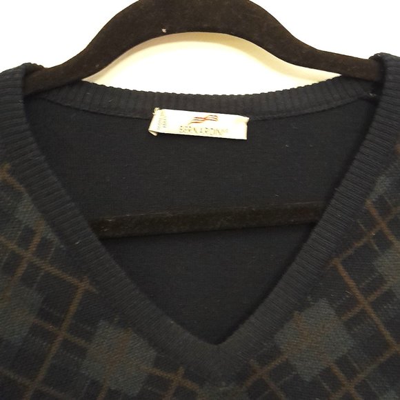 Merino Plaid V Neck Mens Sweater X Large - Picture 2 of 6
